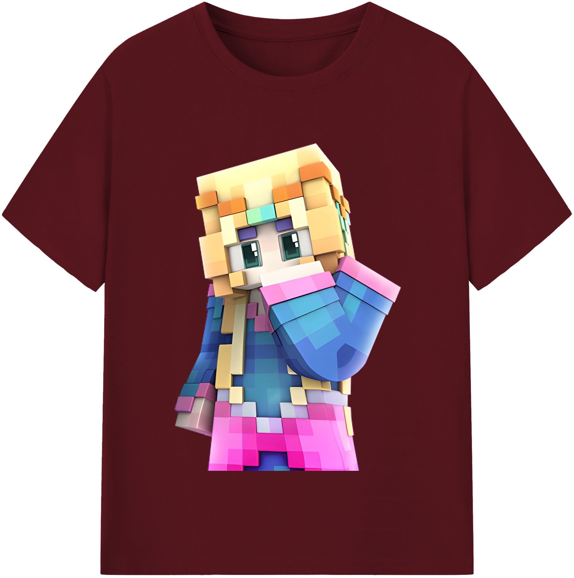 （画像用） マインクラフト ブロックの世界 Minecraft MC Block world 綿100％半袖Tシャツ（フロントプリント）